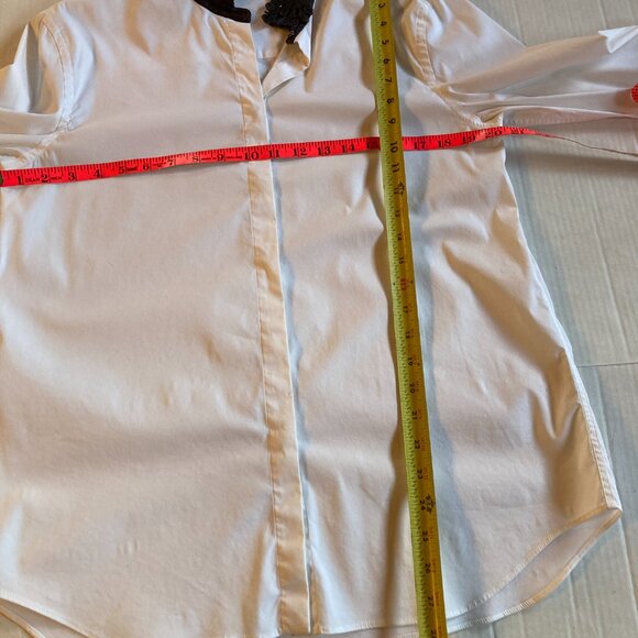 Brunello Cucinelli white button up blouse with embroidered stand collar size XXL - Picture 8 of 9